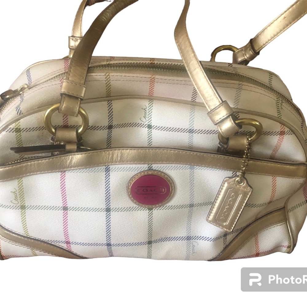 Coach Peyton Tattersall Plaid Satchel Handbag - Multicolor Like new.